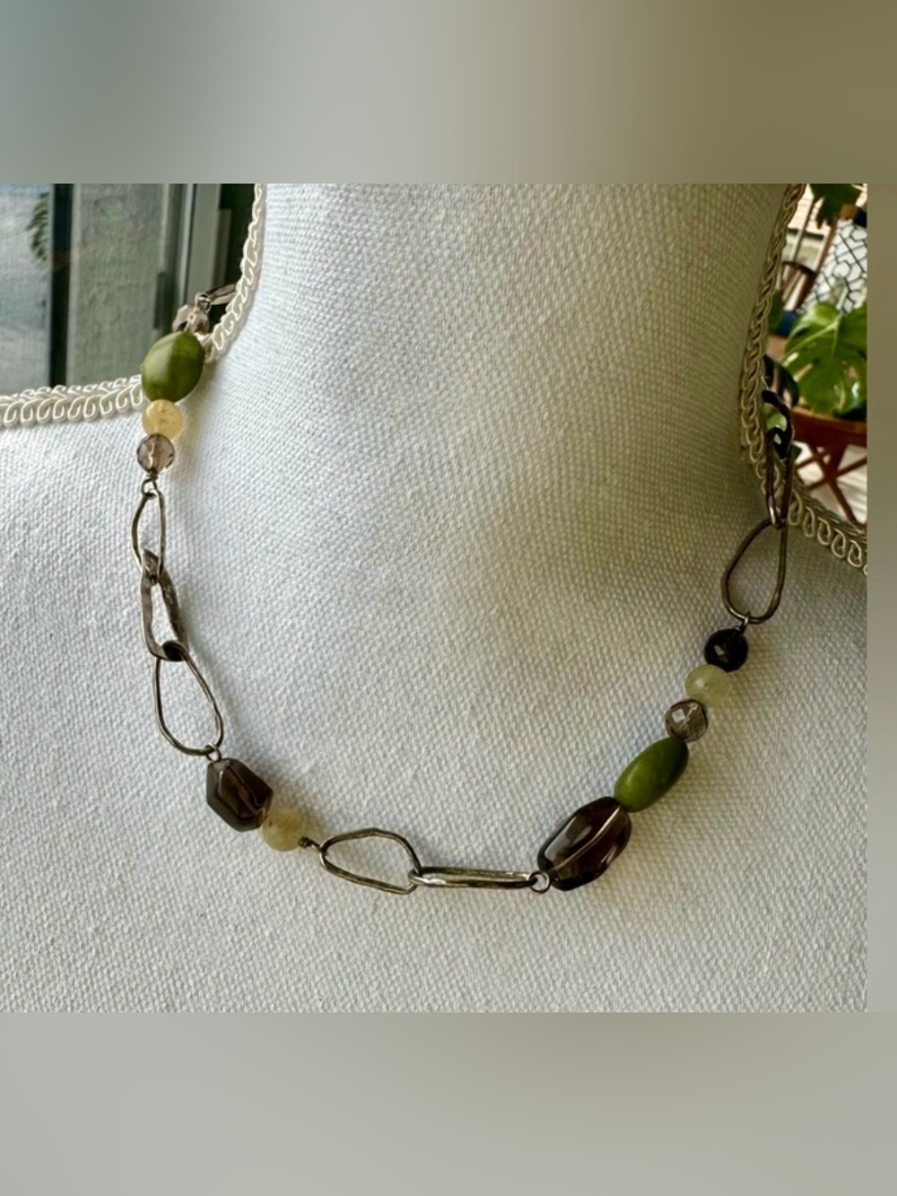Silpada Retired Jade Smoky Quartz Sterling Silver Necklace